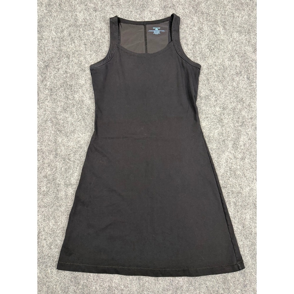 Patagonia Womens Black Organic Cotton Blend A-Line Tank Dress Built-in Bra M